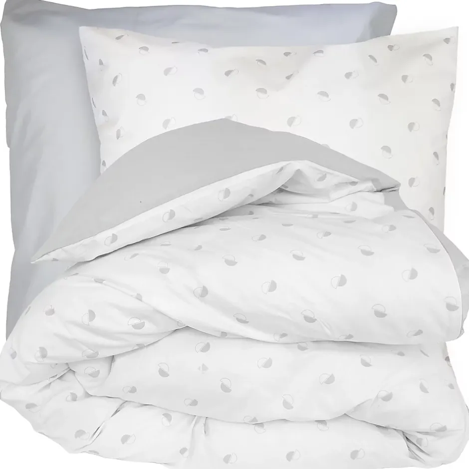 Linnea Parure de lit 200x200 cm 65x65 cm percale de coton ALEX gris Nuage 3 pièces New