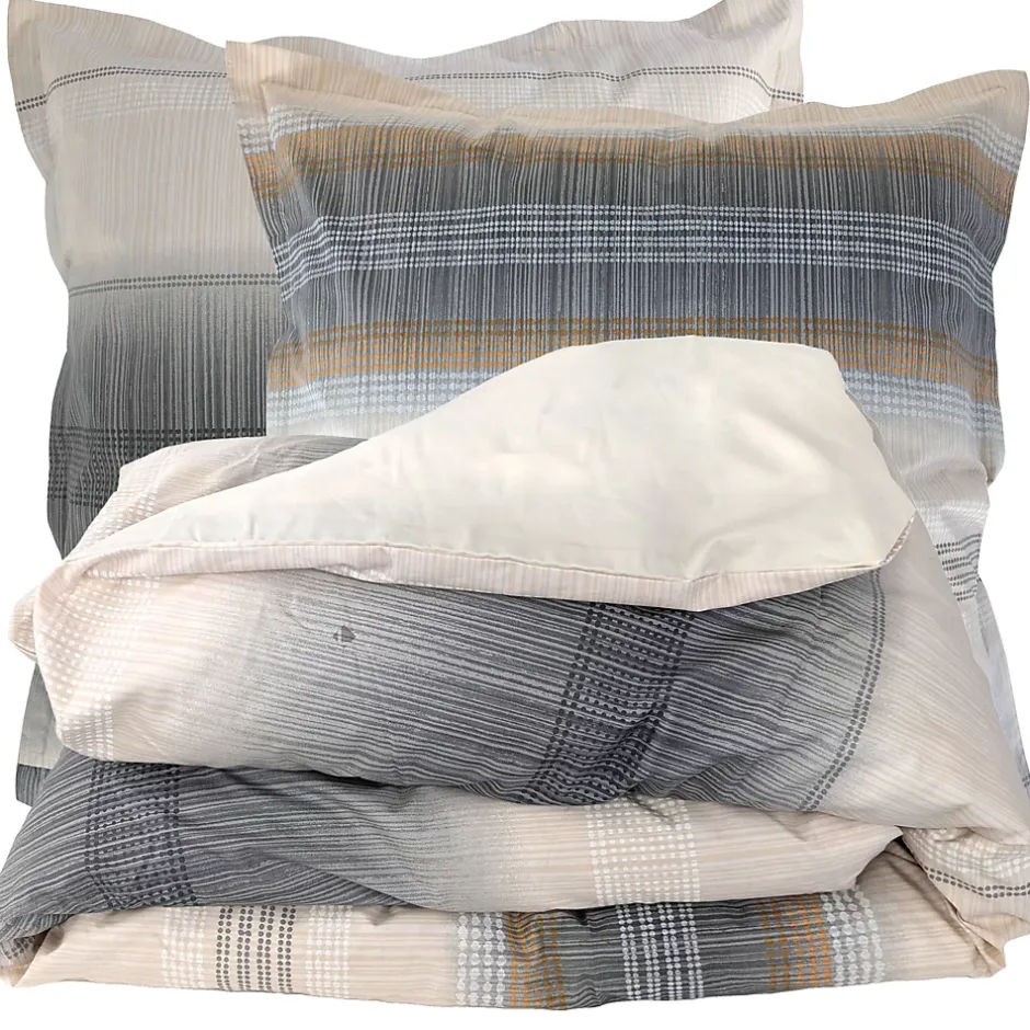 Linnea Parure de lit 200x200 cm 65x65 cm percale ESTEBAN beige 3 pièces New