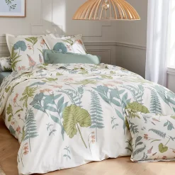 Linnea Parure de lit 240x220 cm 65x65 cm percale de coton FÉERIE Blanc sauge Sale