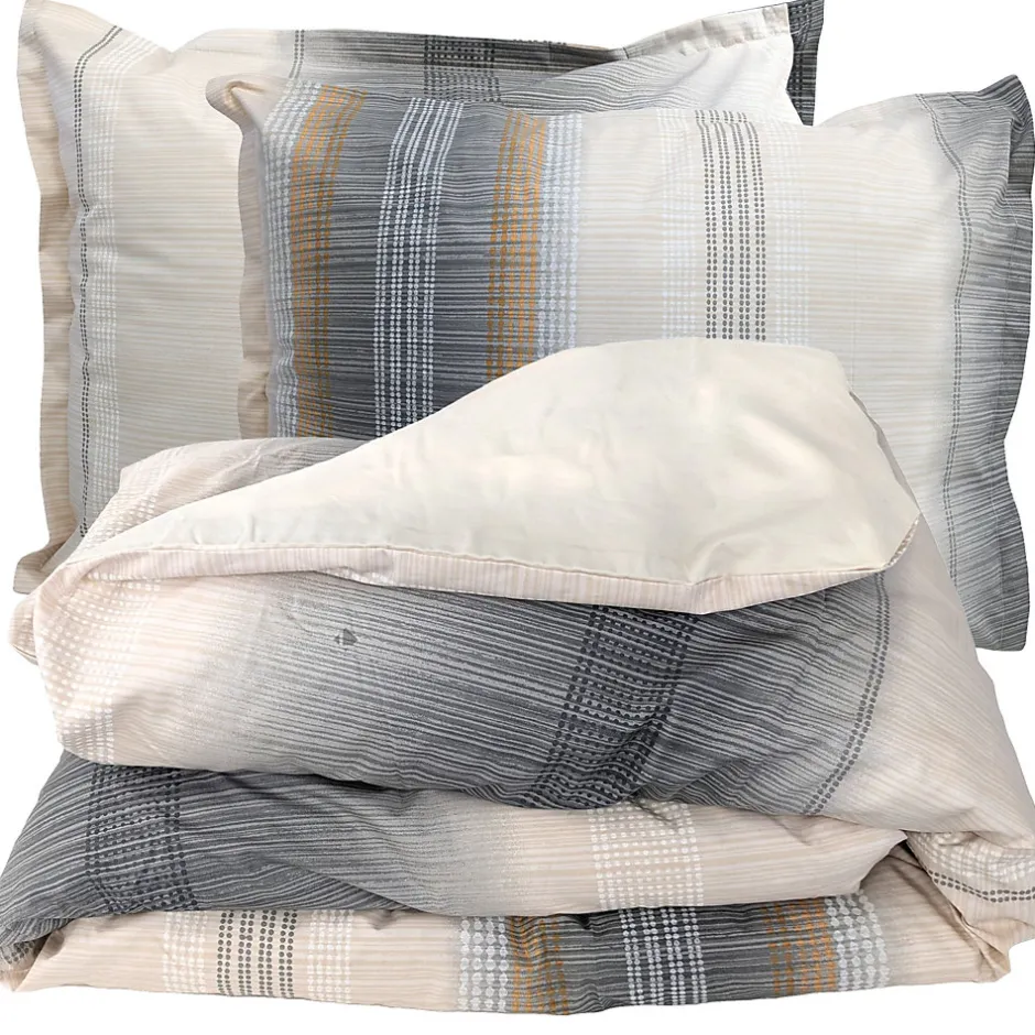 Linnea Parure de lit 280x240 cm 50x70 cm percale ESTEBAN beige 3 pièces