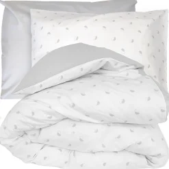 Linnea Parure de lit 200x200 cm 50x70 cm percale ALEX gris Nuage 3 pièces
