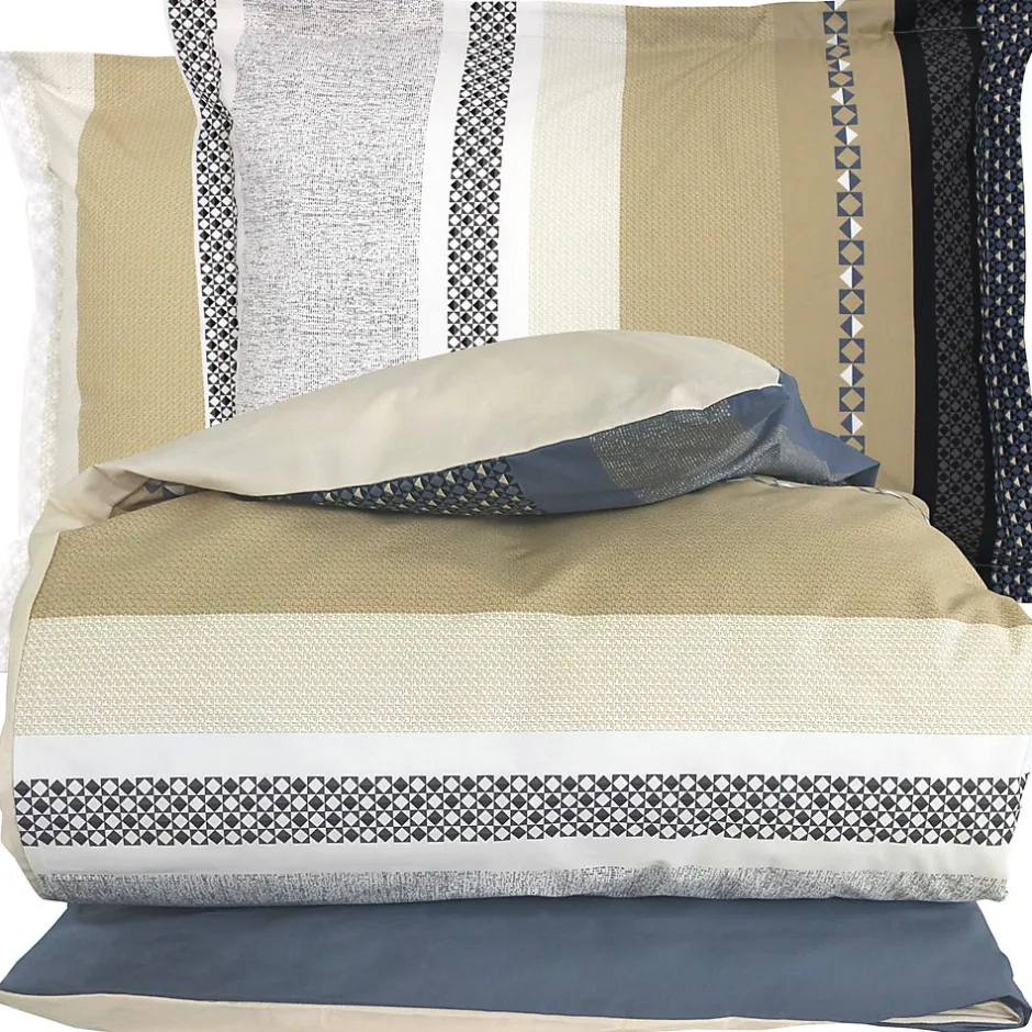 Linnea Parure de lit 300x240 cm 50x70 cm percale coton MARLOW acier