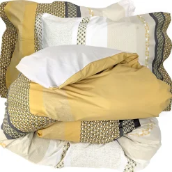 Linnea Parure de lit 200x200 cm 50x70 cm percale MARLOW Miel 3 pièces