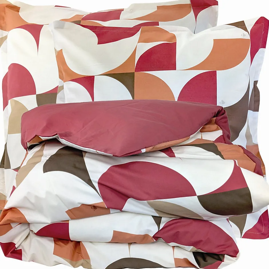 Linnea Parure de lit 300x240 cm 65x65 cm percale MODULO acajou 3 pièces