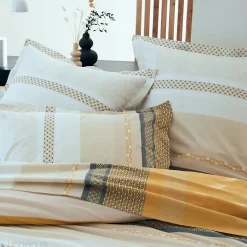 Linnea Parure de lit 300x240 cm 65x65 cm percale coton MARLOW Miel 3 pièces
