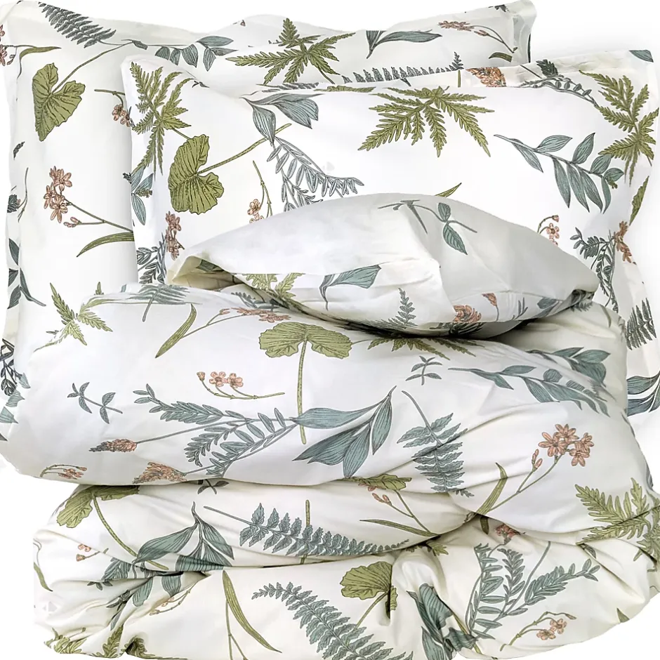 Linnea Parure de lit 260x240 cm 50x70 cm percale de coton FÉERIE Blanc sauge Sale