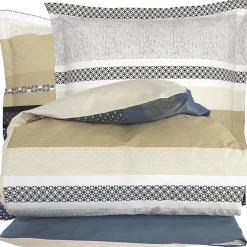 Linnea Parure de lit 260x240 cm 65x65 cm percale coton MARLOW acier Discount