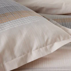 Linnea Parure de lit 200x200 cm 50x70 cm percale ESTEBAN beige 3 pièces