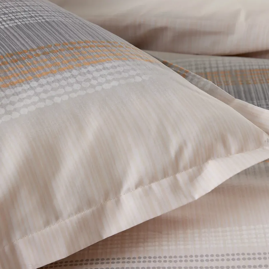 Linnea Parure de lit 240x220 cm 50x70 cm percale ESTEBAN beige 3 pièces Outlet