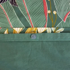 Linnea Parure de lit 240x220cm en coton GIGAJUNG vert motif tropical 3 pièces