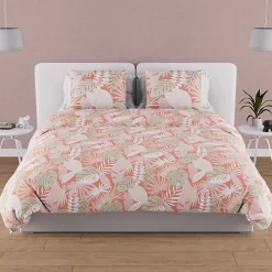 Soleil D'Ocre Parure housse de couette en coton 57 fils 240x220 cm TANZANIE corail, par