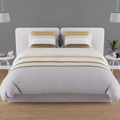 Soleil D'Ocre Parure housse de couette en coton 57 fils 240x220 cm THALES moutarde, par