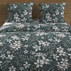 Soleil D'Ocre Parure housse de couette en coton 57 fils 240x220 cm MANON vert, par Hot