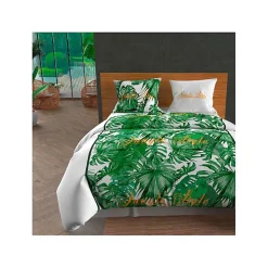 Soleil D'Ocre Parure housse de couette en coton 57 Fils/cm2 260x240 cm NOUMEA Vert et Blanc par Hot