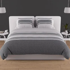 Soleil D'Ocre Parure housse de couette en coton 57 fils 240x220 cm THALES gris, par