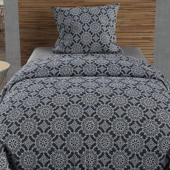 Soleil D'Ocre Parure housse de couette coton 57 fils 140x200 cm ESMERALDA marine, par New