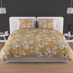Soleil D'Ocre Parure housse de couette en coton 57 fils 260x240 cm MANON camel, par Hot