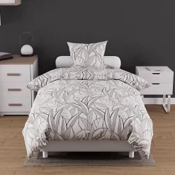 Soleil D'Ocre Parure housse de couette coton 57 fils 140x200 cm TOGO blanc, par Best