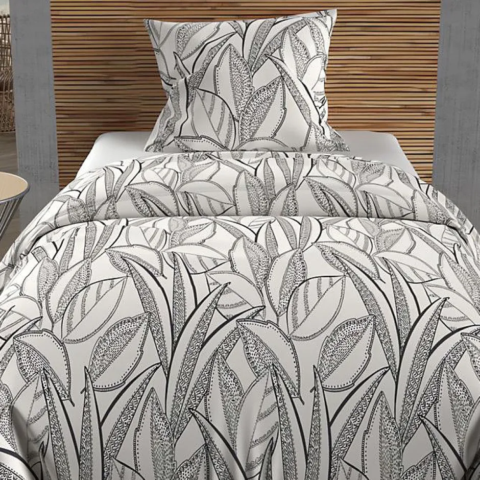 Soleil D'Ocre Parure housse de couette coton 57 fils 140x200 cm TOGO blanc, par Best
