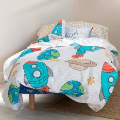 Happyfriday Parure housse de couette 2 pièces Space rocket 100% Coton