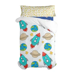 Happyfriday Parure housse de couette 2 pièces Space rocket 100% Coton