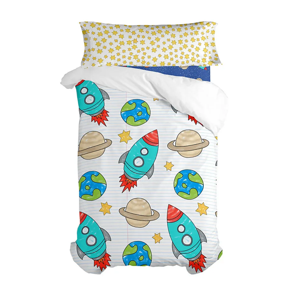 Happyfriday Parure housse de couette 2 pièces Space rocket 100% Coton