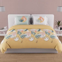 Soleil D'Ocre Parure housse de couette en coton 57 fils 240x220 cm MATHIS jaune, par Hot
