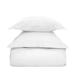 Sensei Maison Parure housse de couette 240x220 cm avec 2 taies 65x65 cm en coton Blanc STUDIO Clearance