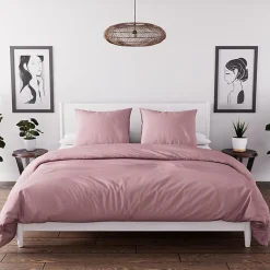 Soleil D'Ocre Parure housse de couette en microfibre lavée 260x240 cm BOHEME vieux rose, par