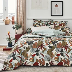 Linnea Parure percale de coton 240x220 cm 50x70 CASCADE vert Sauge 3 pièces