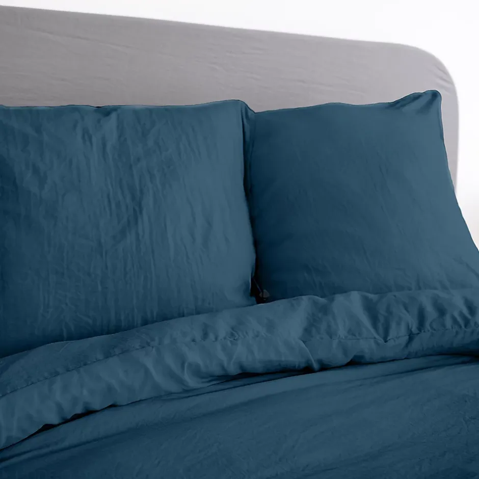 Linnea Parure 260x240 cm MILA polyester micro lavée bleu nuit 3 pièces