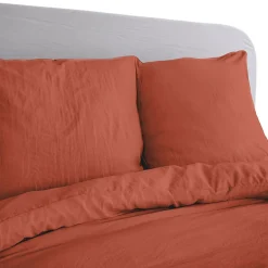Linnea Parure 240x220 cm MILA polyester micro lavée rouge terracotta 3 pièces