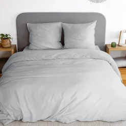 Linnea Parure 260x240 cm MILA polyester micro lavée gris perle 3 pièces