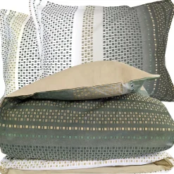 Linnea Parure 260x240 cm 50x70 cm coton NIAGARA vert Kaki 3 pièces