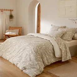 Linnea Parure 240x220 cm 65x65 cm coton SERENA Beige écru 3 pièces