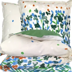 Linnea Parure 260x240 cm 65x65 cm coton ÉVASION Blanc vert 3 pièces Hot