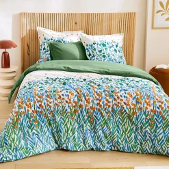 Linnea Parure 300x240 cm 65x65 cm coton ÉVASION Blanc vert 3 pièces