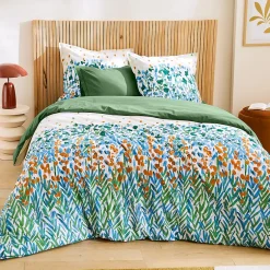 Linnea Parure 280x240 cm 50x70 cm coton ÉVASION Blanc vert 3 pièces Best