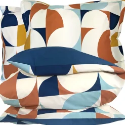 Linnea Parure 260x240 cm 50x70 cm percale MODULO bleu cobalt 3 pièces