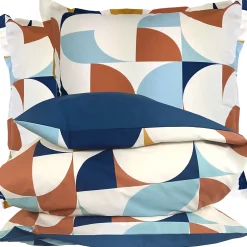 Linnea Parure 260x240 cm 65x65 cm percale MODULO bleu cobalt 3 pièces Best