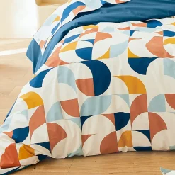 Linnea Parure 260x240 cm 65x65 cm percale MODULO bleu cobalt 3 pièces Best
