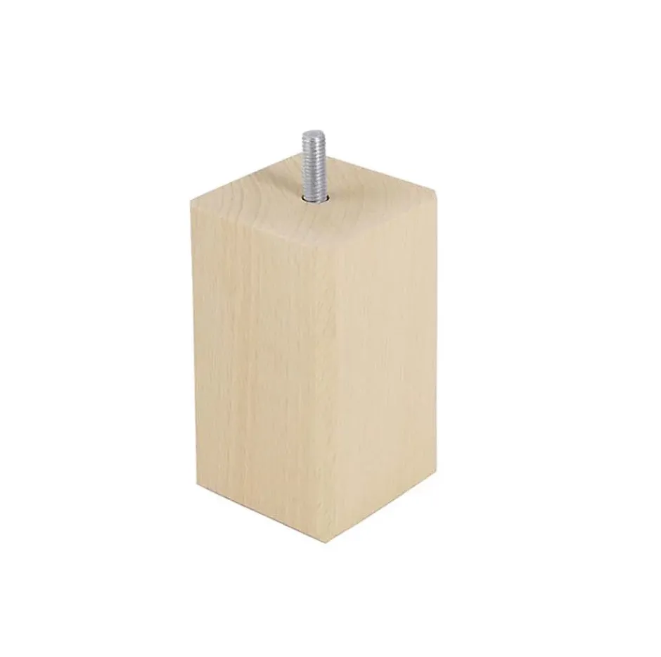 Bar plus Pied de lit carré en hêtre texture bois H. 10 x L. 5,5 cm Discount