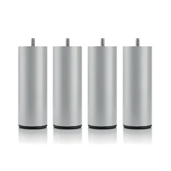 Bellecour Pied de lit cylindrique en métal Gris Hauteur 16 cm (vendu à l'unité)