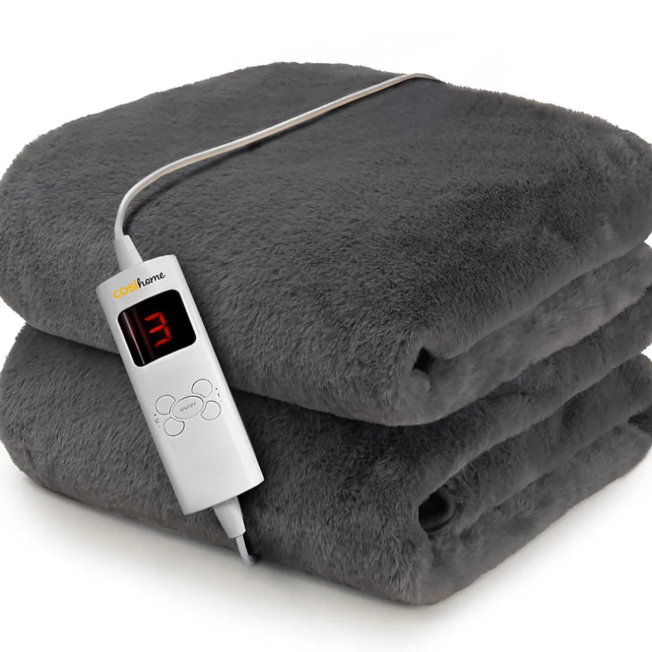 Cosi Home Plaid Chauffant Électrique En Fausse Fourrure De Luxe - Gris