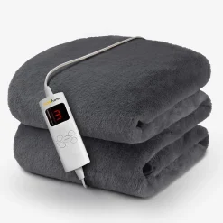 Cosi Home Plaid Chauffant Électrique En Fausse Fourrure De Luxe - Gris