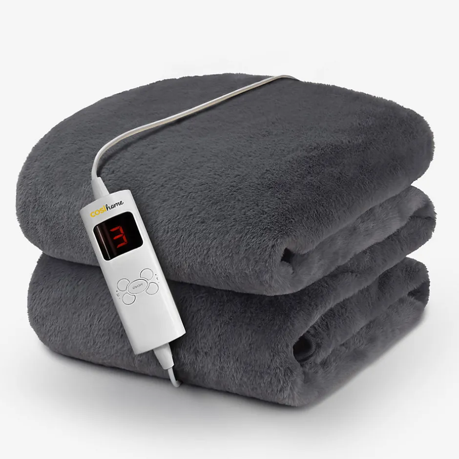 Cosi Home Plaid Chauffant Électrique En Fausse Fourrure De Luxe - Gris