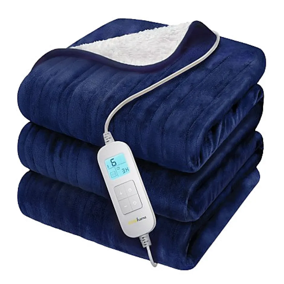 Cosi Home Plaid Chauffant Électrique Double En Polaire & Sherpa - Bleu Marine Online