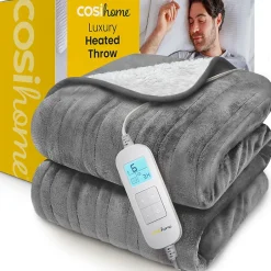 Cosi Home Plaid Chauffant Électrique En Polaire & Sherpa - Gris Online