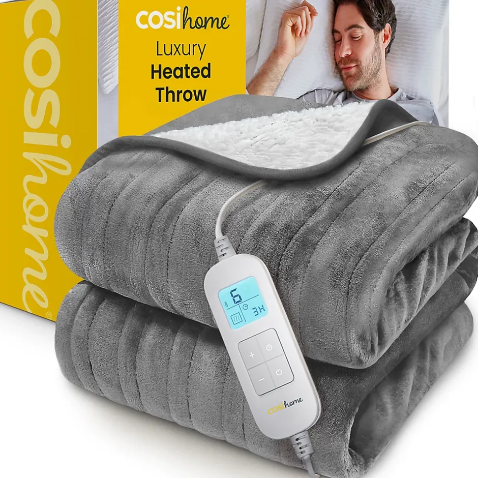 Cosi Home Plaid Chauffant Électrique En Polaire & Sherpa - Gris Online