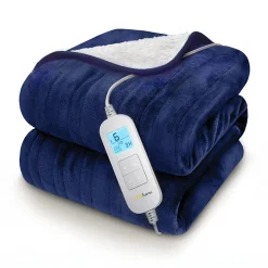 Cosi Home Plaid Chauffant Électrique En Polaire & Sherpa - Bleu Marine
